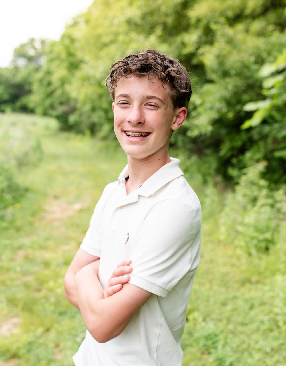 Close up of child smiling during natural light portrait session