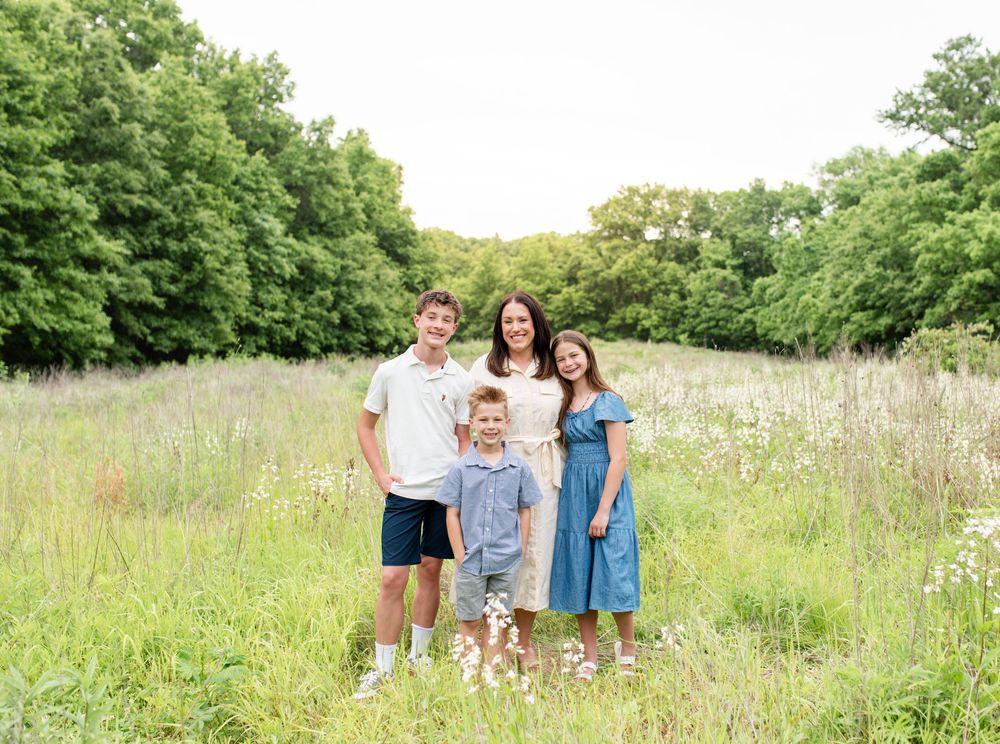 Mom with children during lifestyle family session in St. Charles County