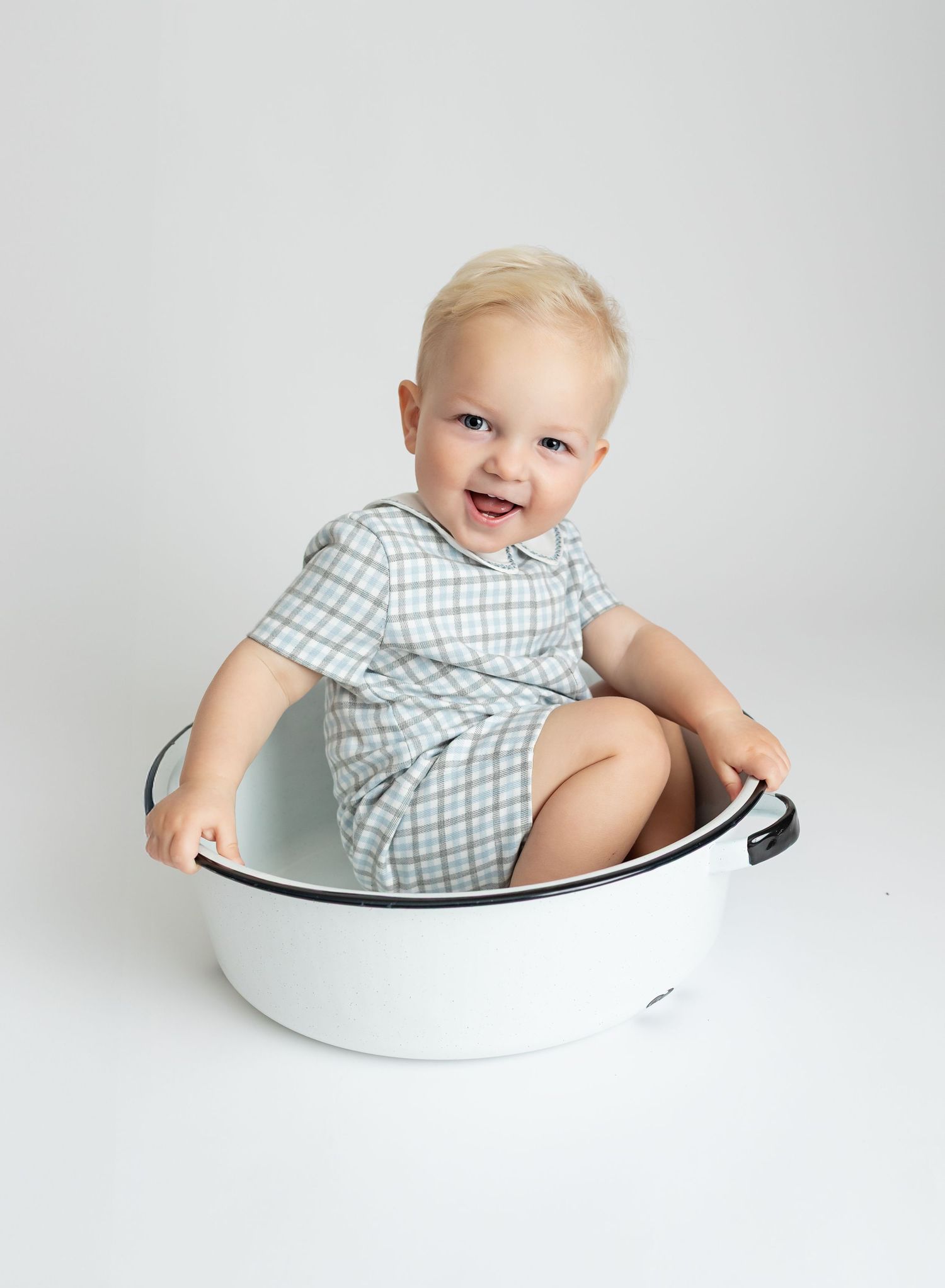 Happy toddler in a bowl in Holly Springs NC and Raleigh NC