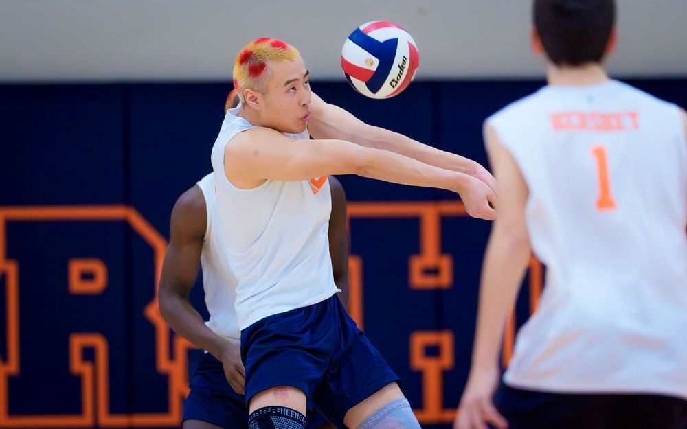 Hershey Trojan player passes the volleyball with a forearm dig during the match by Deanna Fox, SportsFox Photography based in Hershey PA.