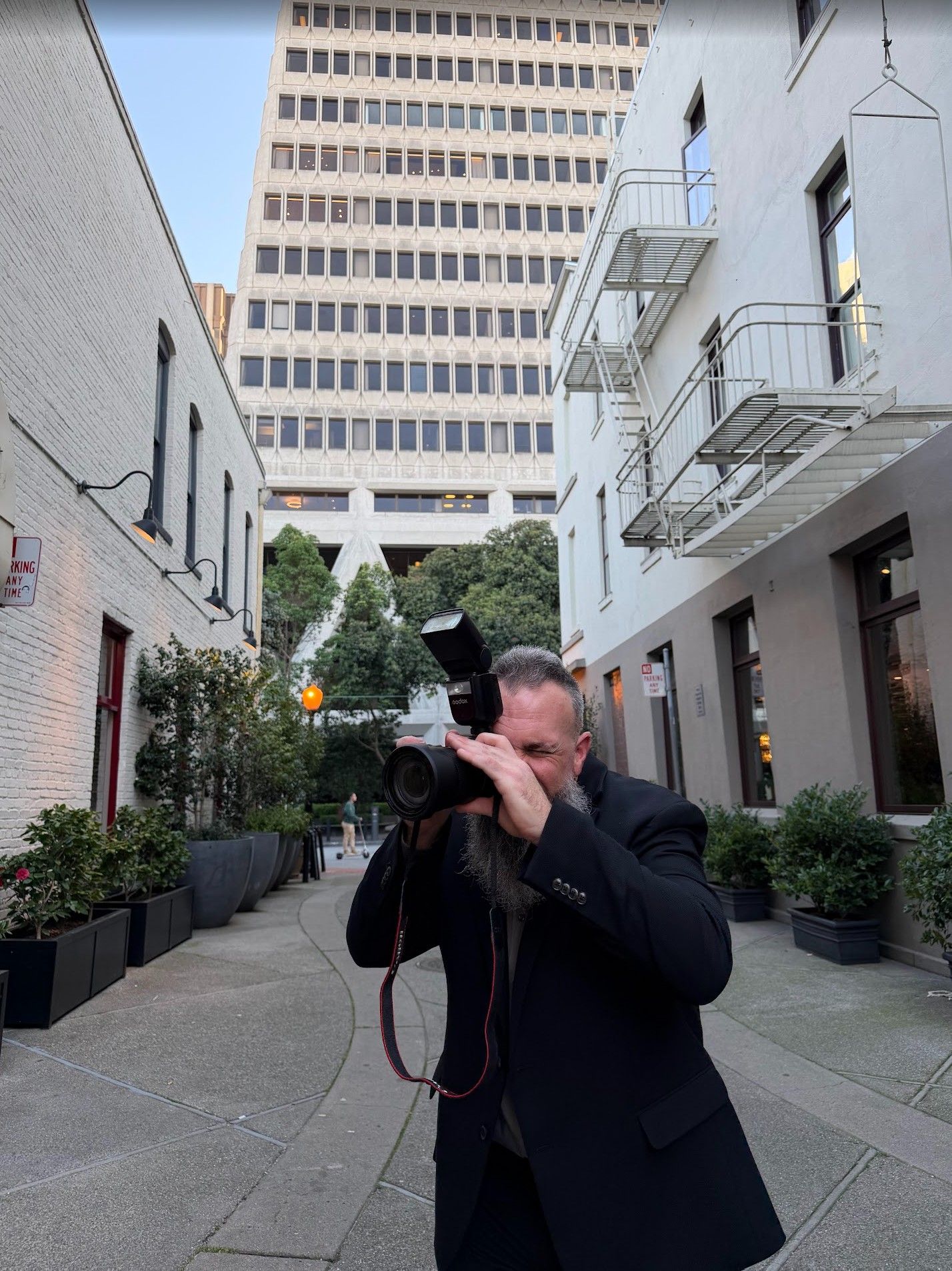 Photographer in action during an NFWA Super Bowl weekend event in San Francisco.