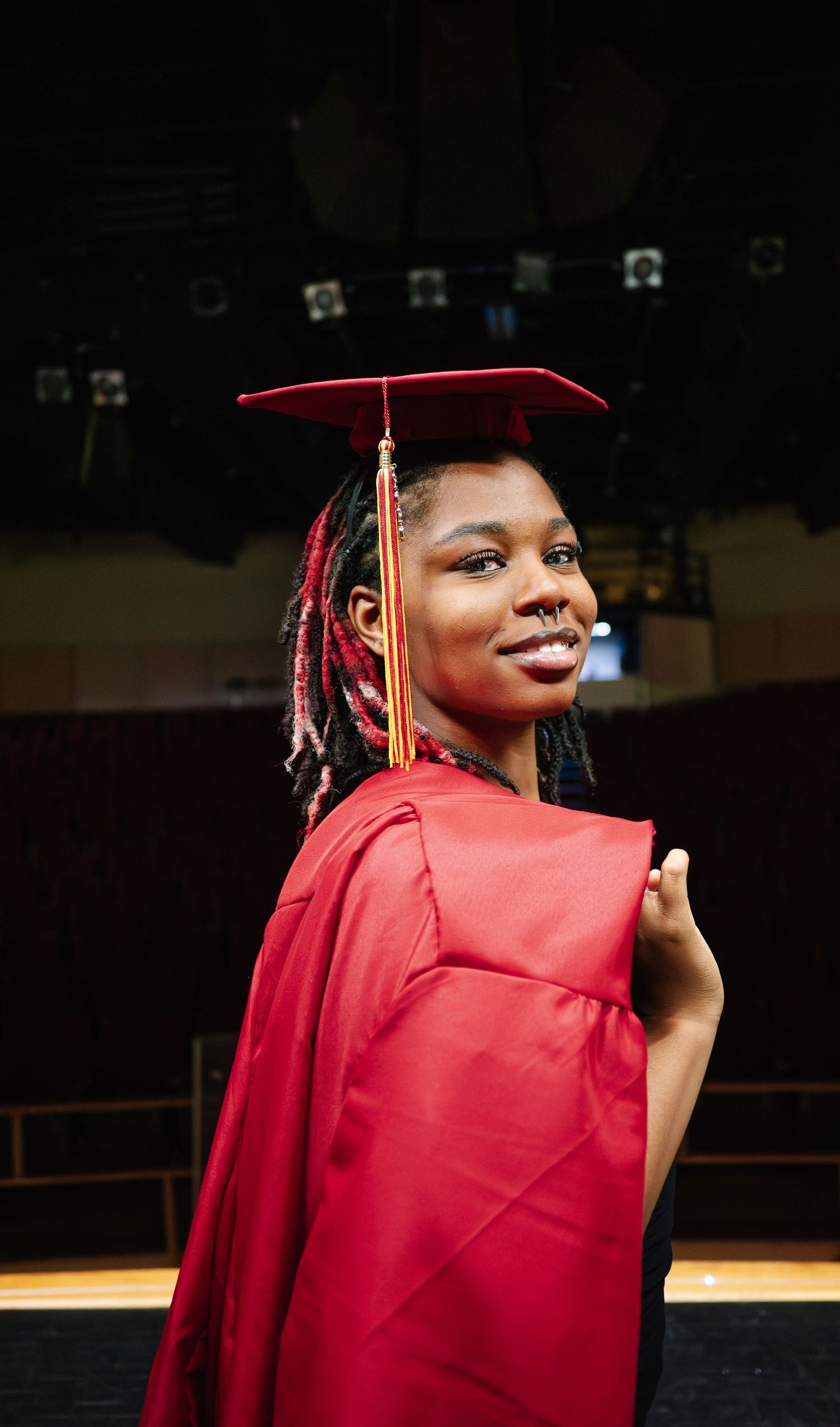 Theater-inspired graduation portrait of Class of 2026 senior