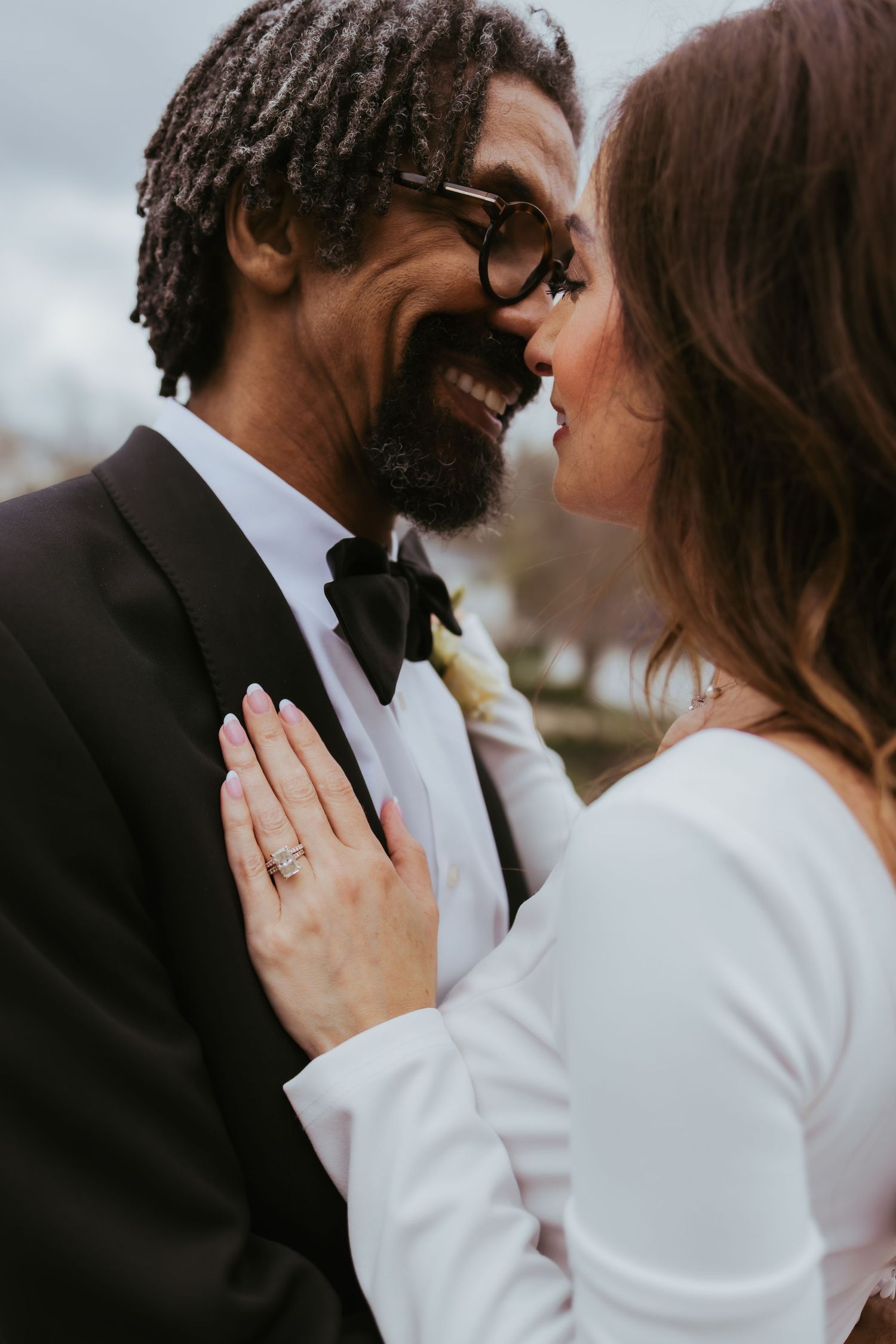 Bride and Groom wedding rings, kissing at Holliday Farms in Zionsville, Indiana