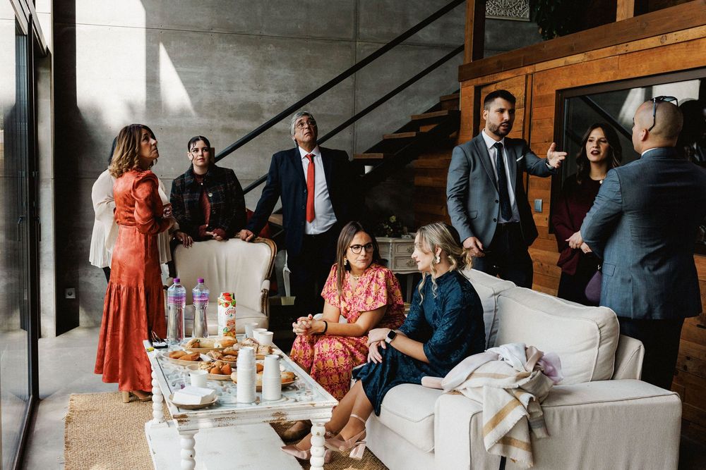 guests waiting for the bride during a wedding preparations in setubal