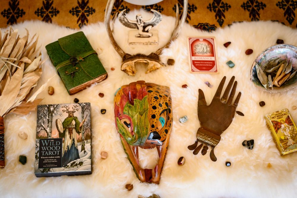 Detail shot of sacred meditation and divination tools of a shamanic priestess. Branding photography Las Vegas