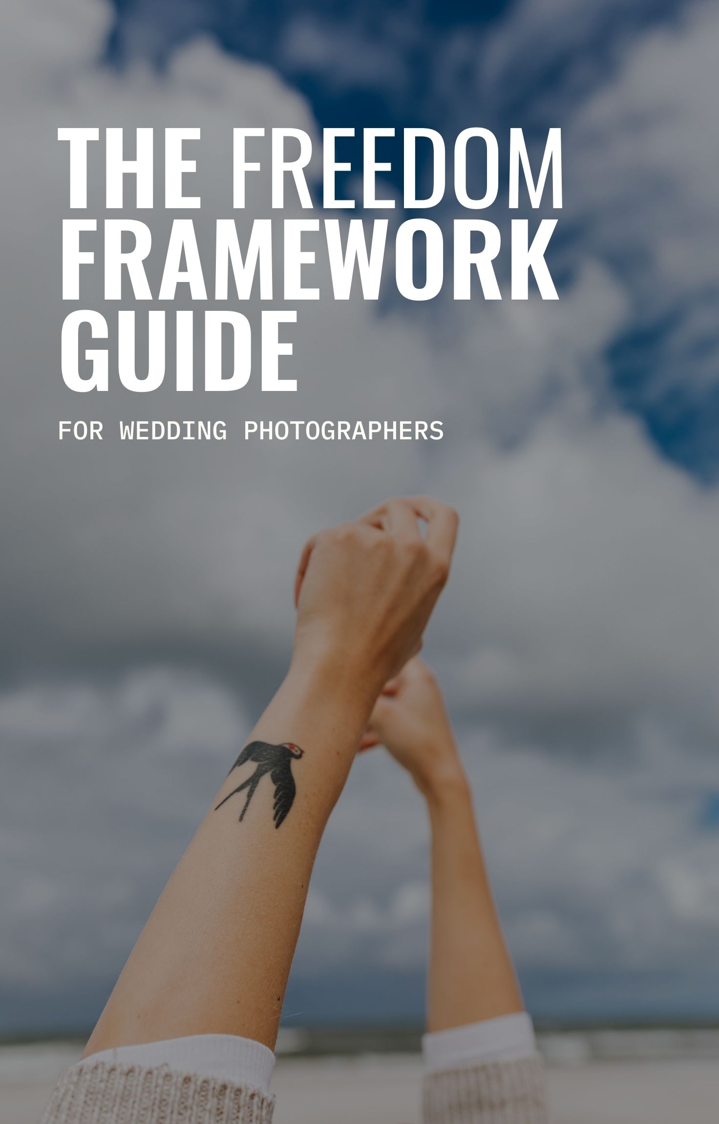 The Freedom Framework Guide for wedding photographers book cover with raised fists.