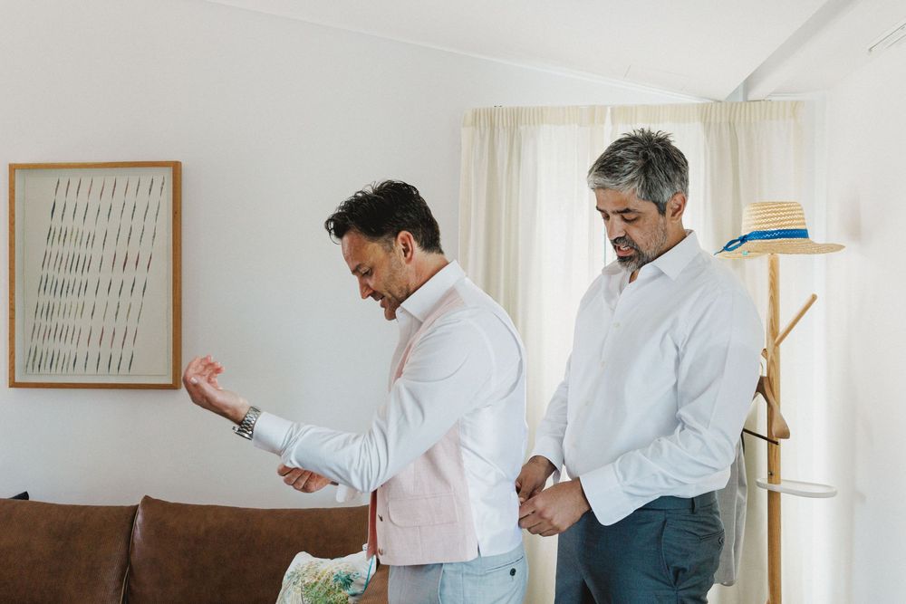 Groom getting ready at Craveiral Farmhouse wedding