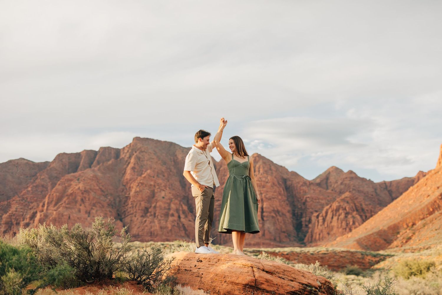 A series of panoramic shots at Snow Canyon State Park in Utah showcasing red rock formations and desert landscape.