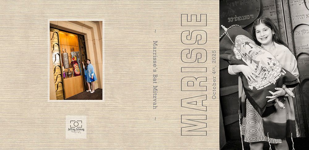 Two vintage photographs on a beige album page showing contrasting scenes of people by doorways.