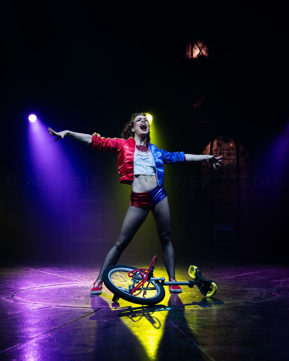 Margarita Denysova during a unicycle act with Paranormal Cirque.