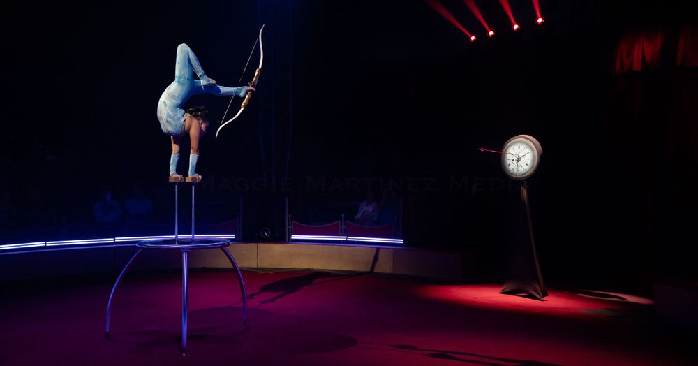 Contortionist and circus artist Noemi Espana performs in Sarasota, Florida at the Circus Arts Conservatory Circus Sarasota performance