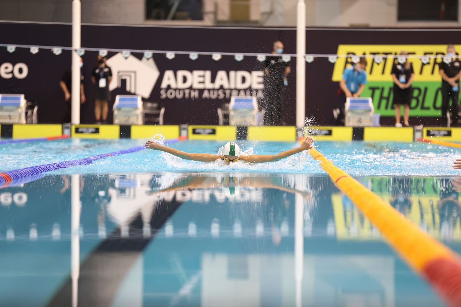 Swimming pool lanes with lane dividers and competition markers in Adelaide.