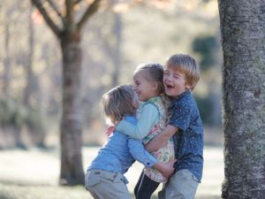 Fun portrait of children playing