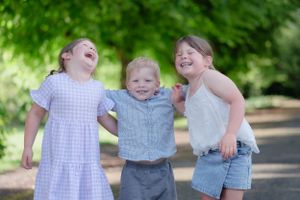 Kids laughing in family photo