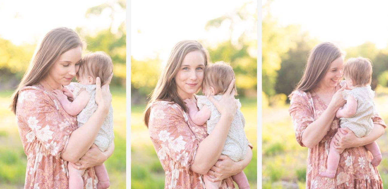 Family of 4 spring portrait session in light grassy field by Bartlesville photographer Kristi Bray