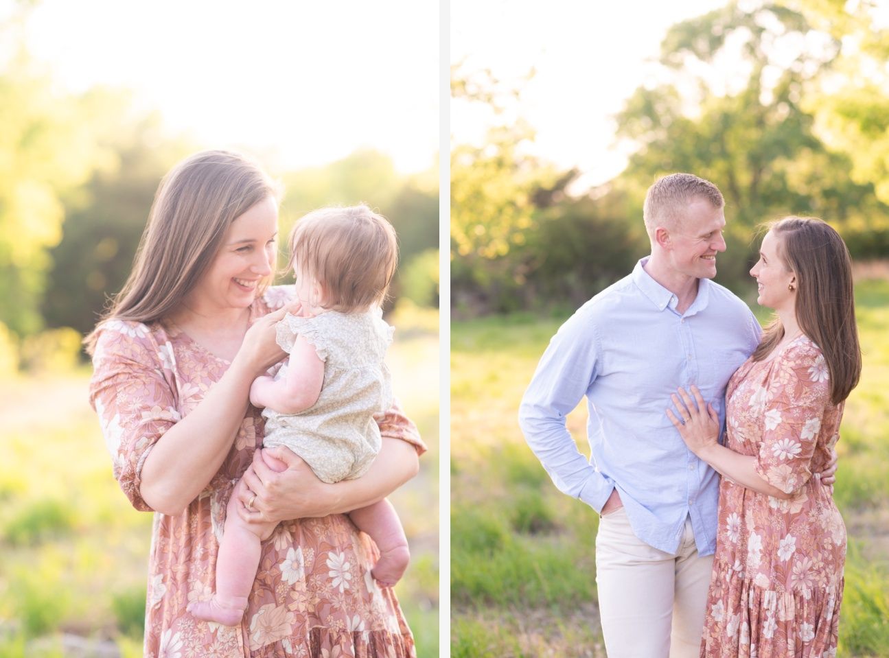 Family of 4 spring portrait session in light grassy field by Bartlesville photographer Kristi Bray