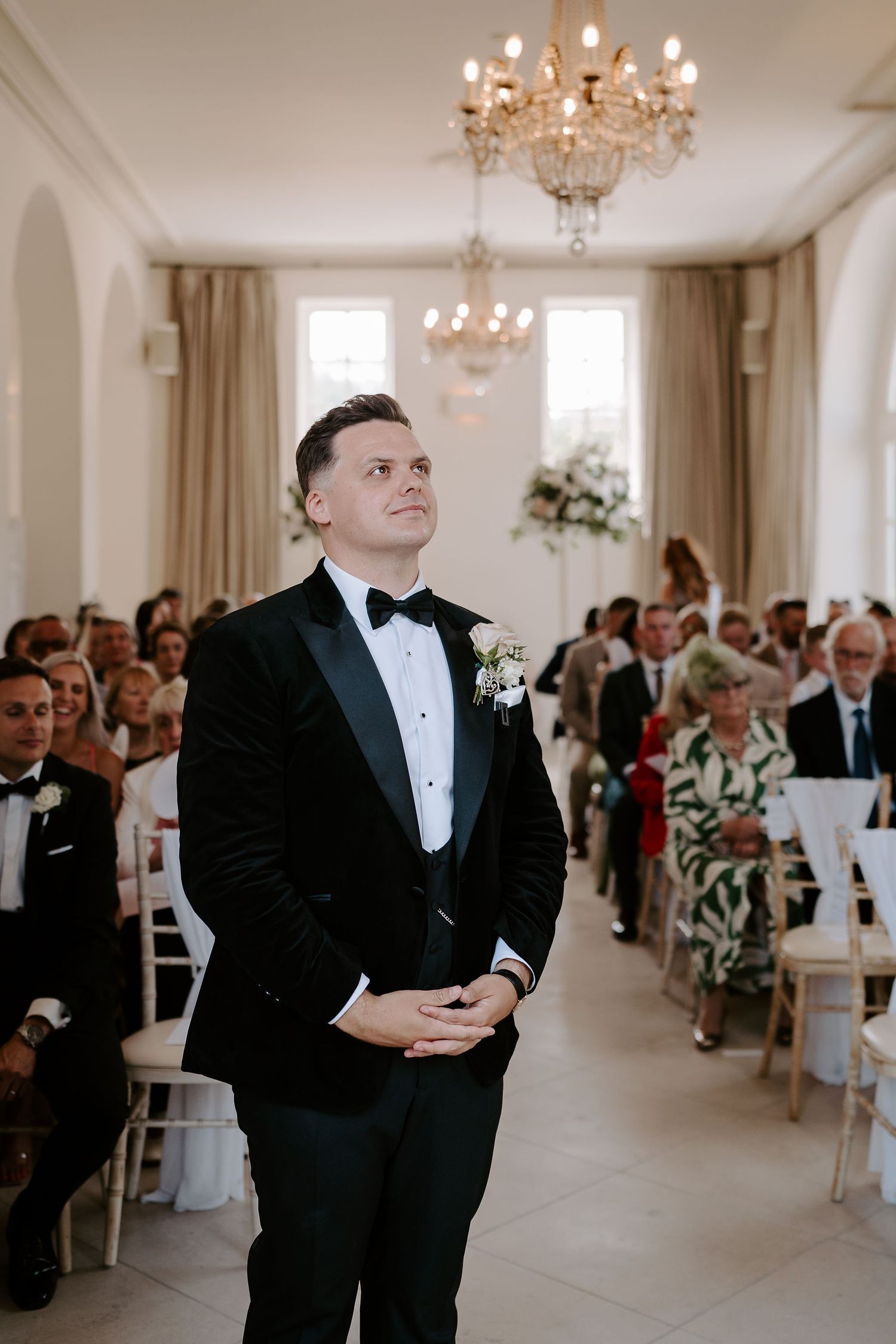 groom waiting at the alter for the bride at Iscoyd park