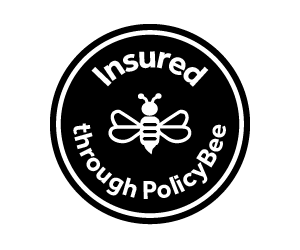 Small black and white icons featuring insurance-related symbols and text arranged in a horizontal row.