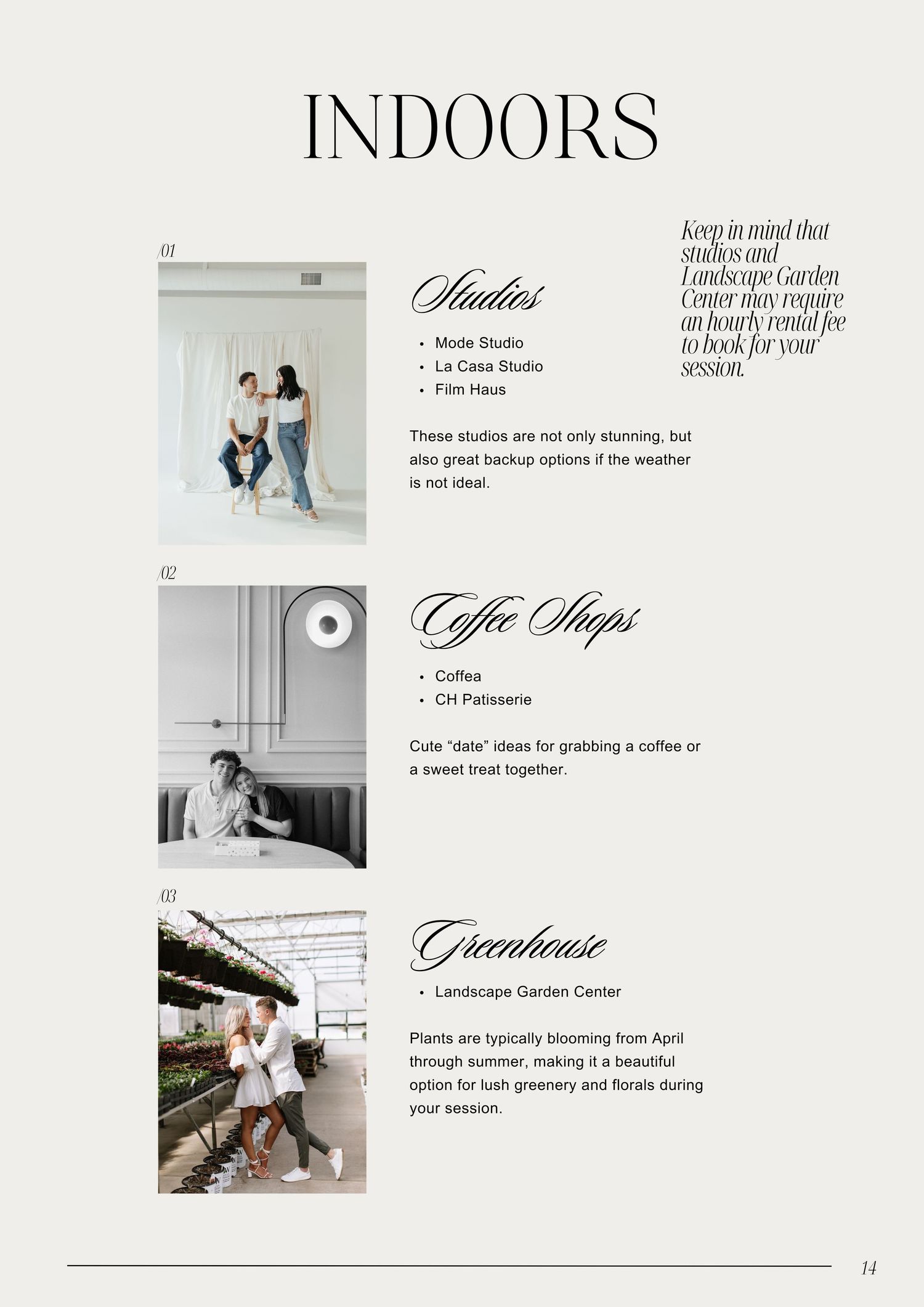 The image shows various indoor activities, including a cafe, a greenhouse, and a lounge area, with people engaged in different activities.