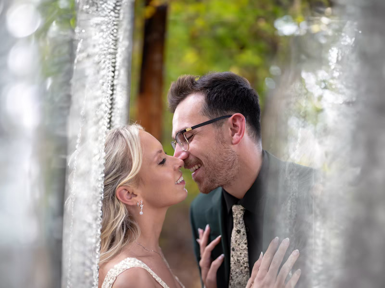 artistic photo of a couple on their wedding day