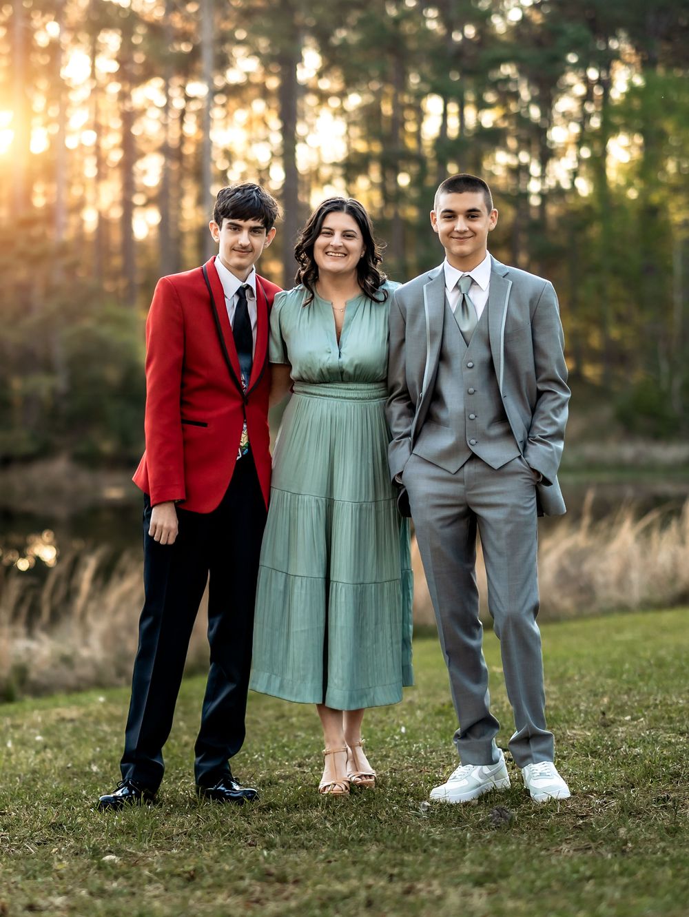 Homeschool prom portrait session in South Mississippi during golden hour