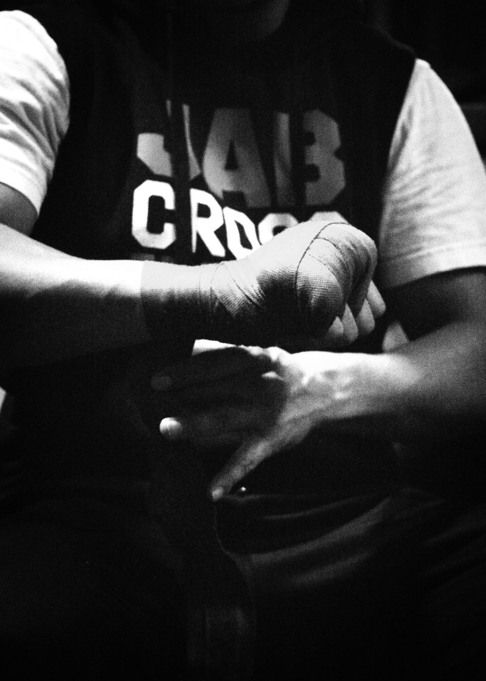 Pro boxer wrapping his hand