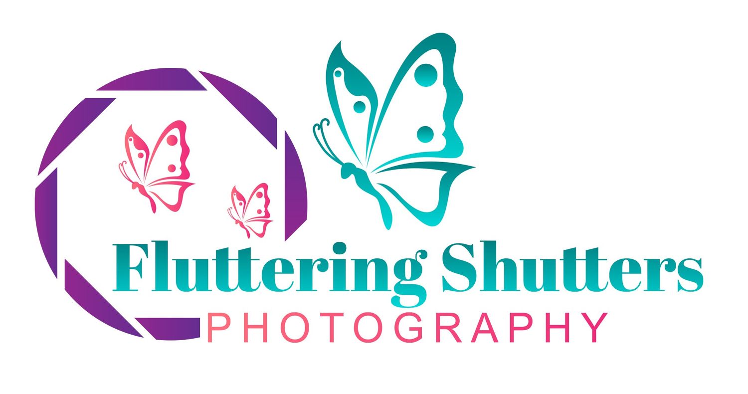 A collage of photography business logos featuring teal and purple colors with shutter and camera design elements.