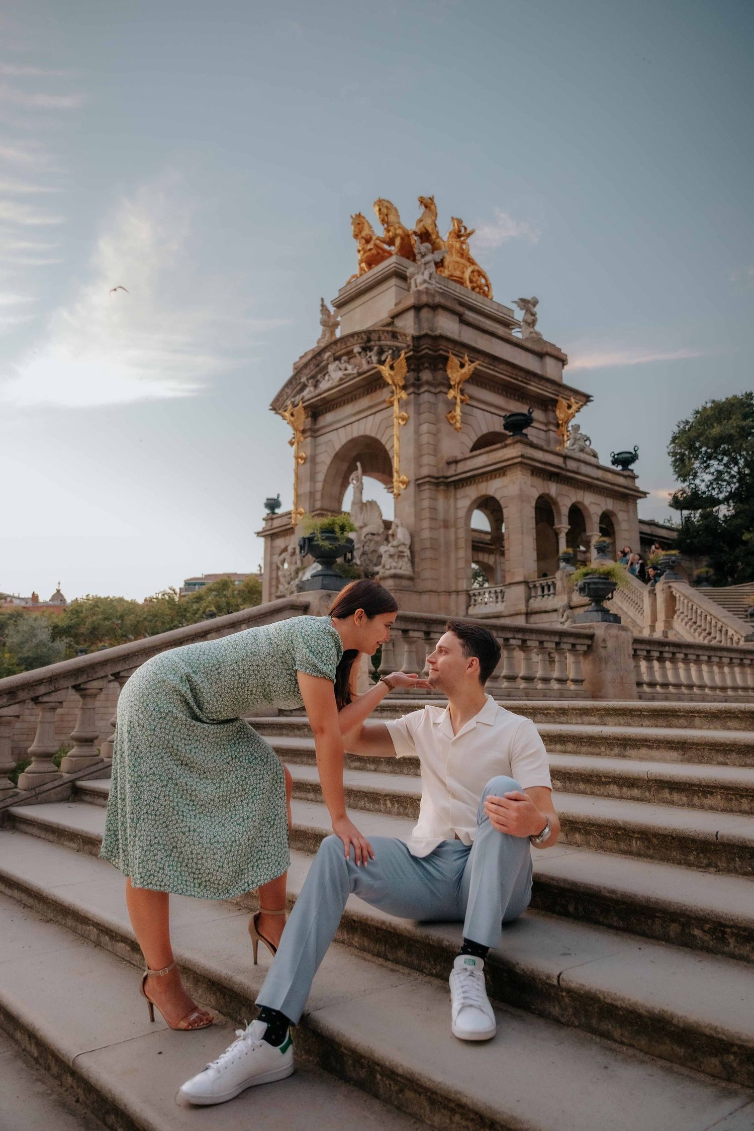 Sweet and tender engagement photo of high school sweethearts in Spain.