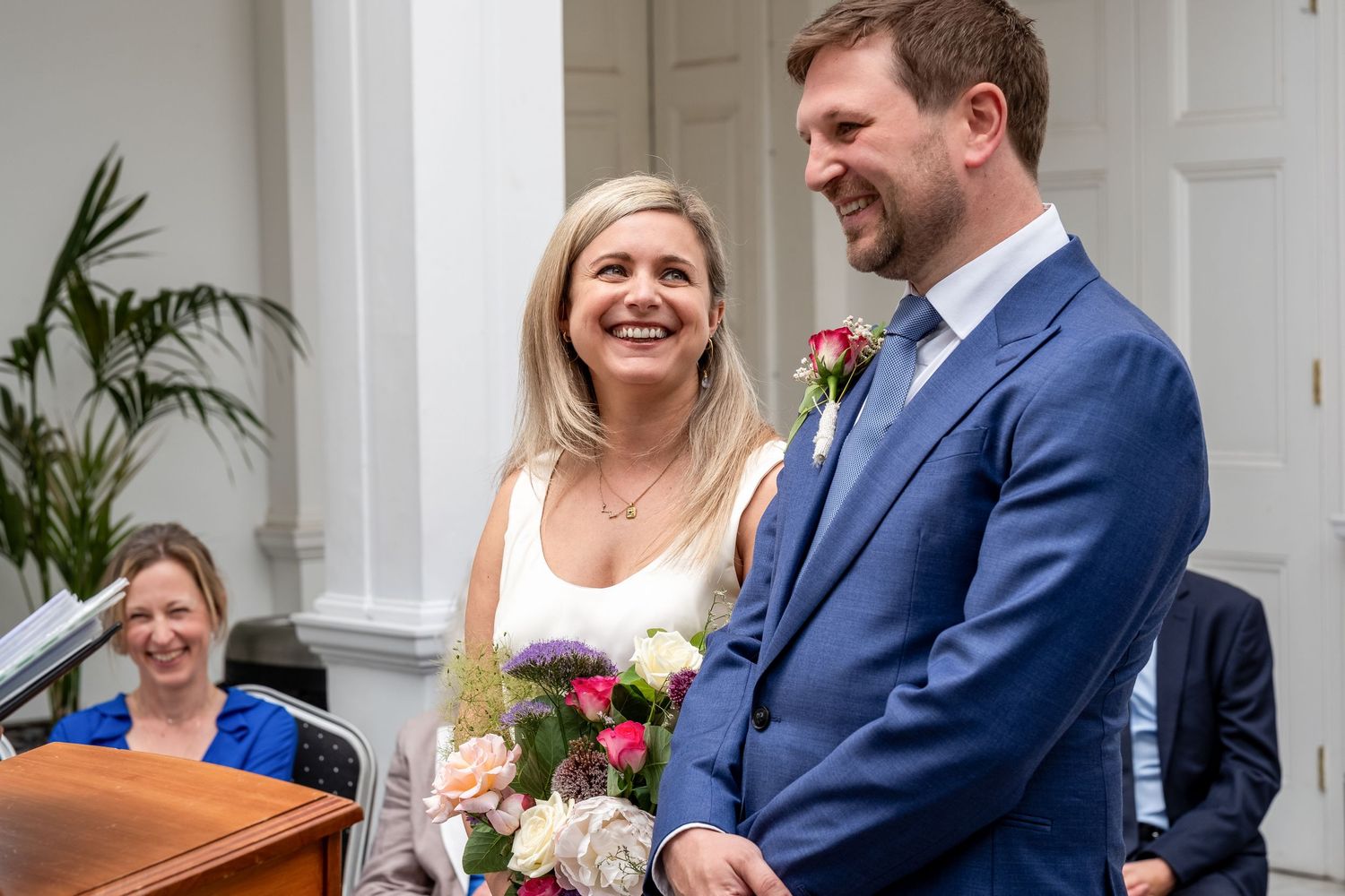 Couple getting married in a London ceremony room