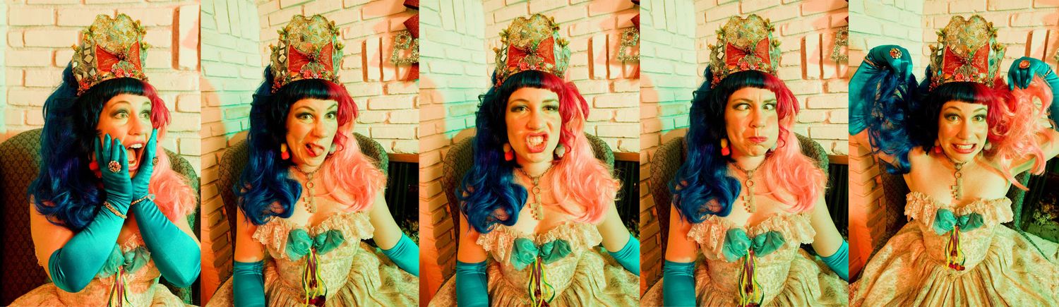 A series of candid photo booth style snapshots showing people posing playfully in sequence with various expressions.