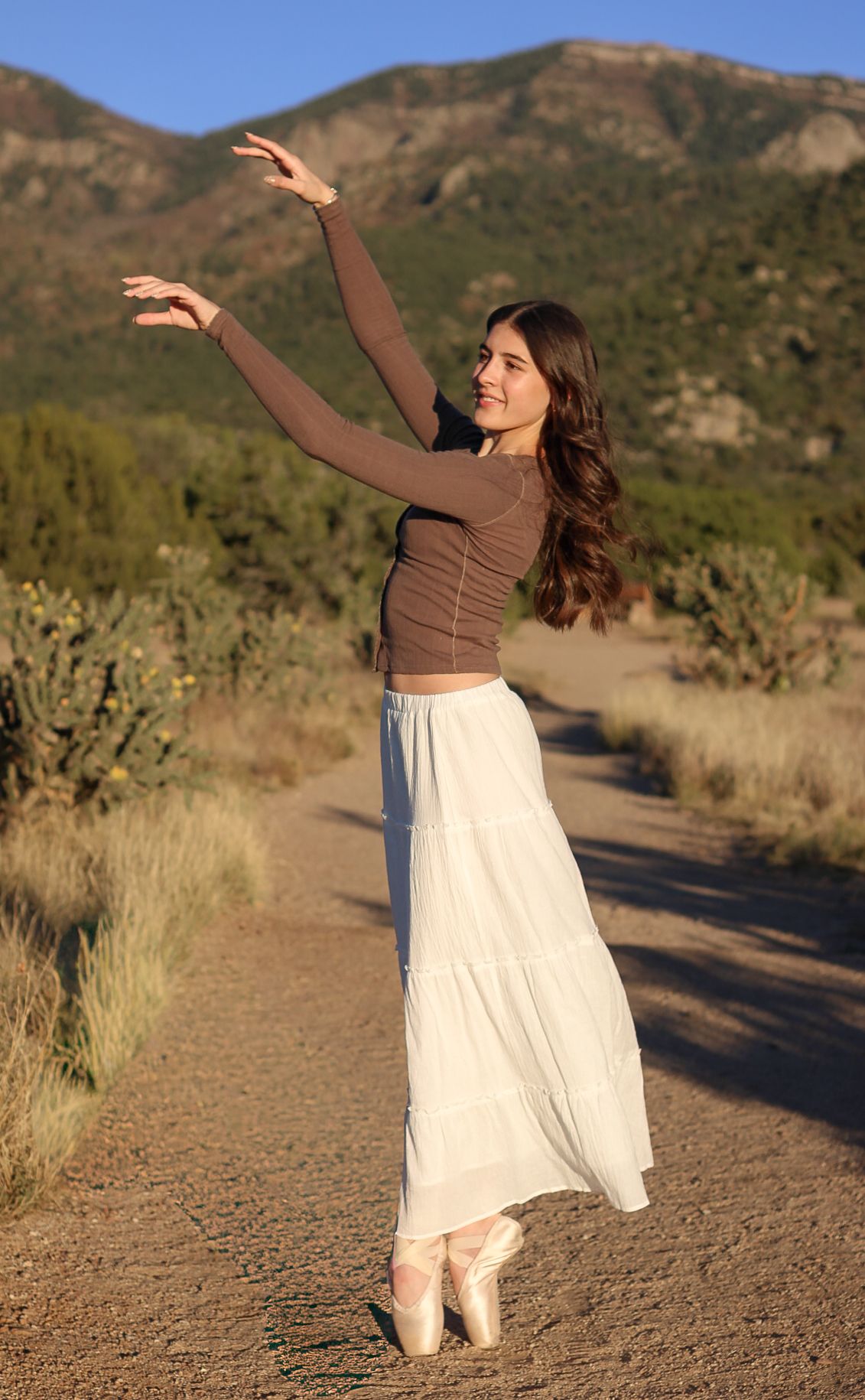 High school portrait session ballet dancer in the Fall in  Albuquerque, New Mexico.