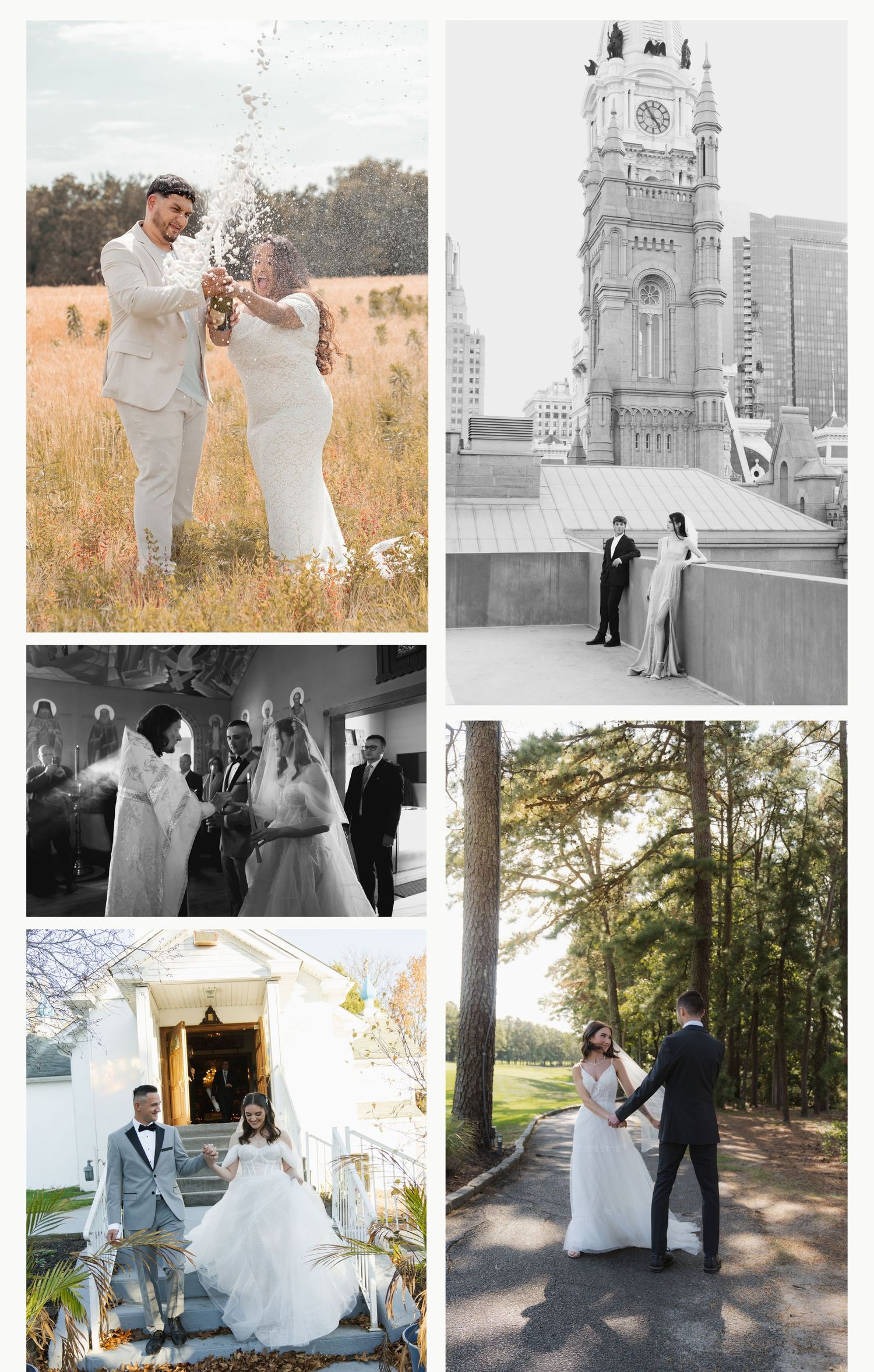A collection of black and white wedding moments showing couples, details, celebration and an elegant high heel shoe.