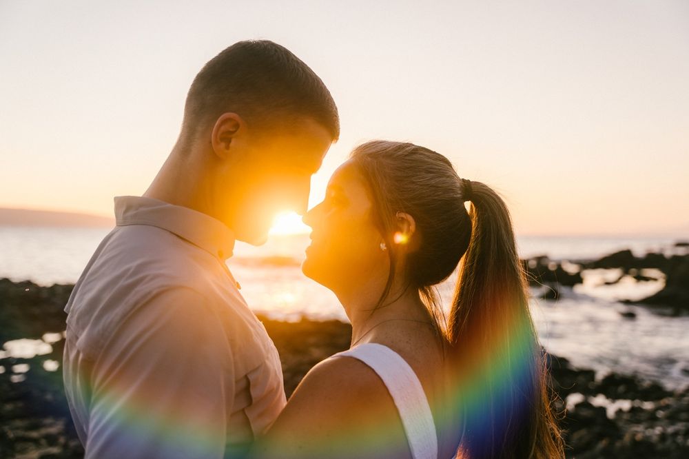 Wedding anniversary couple sunset photo at Wailea Maui