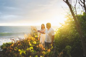 Proposal engagement couple sunset photo at Wailea Maui