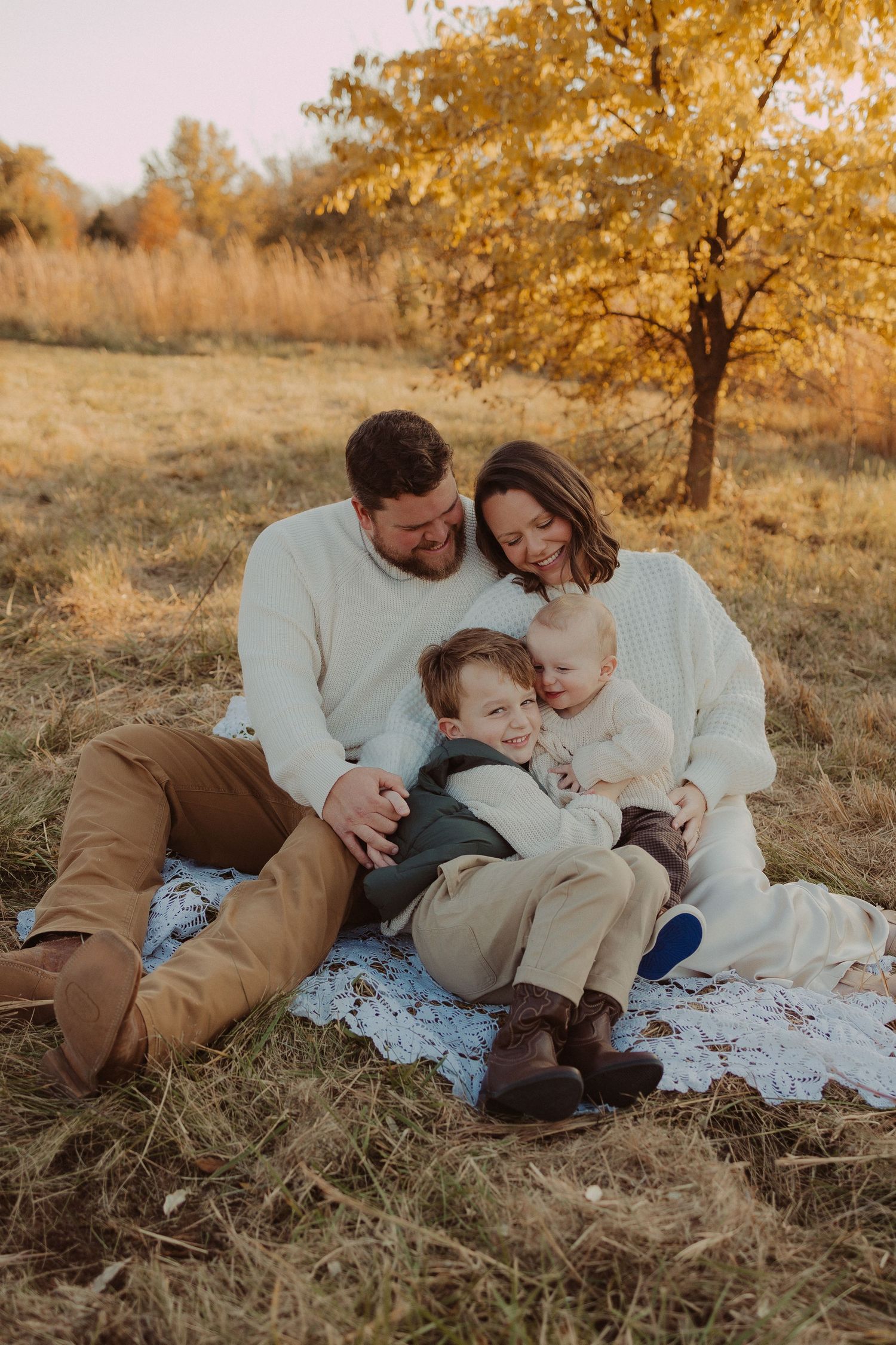 family photo with neutral outfits- timeless family photography