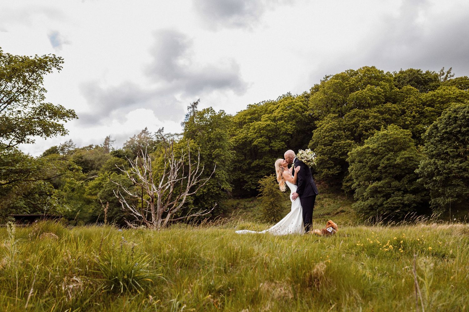 Couple portrait in the woodland at Wild Boar at Crook