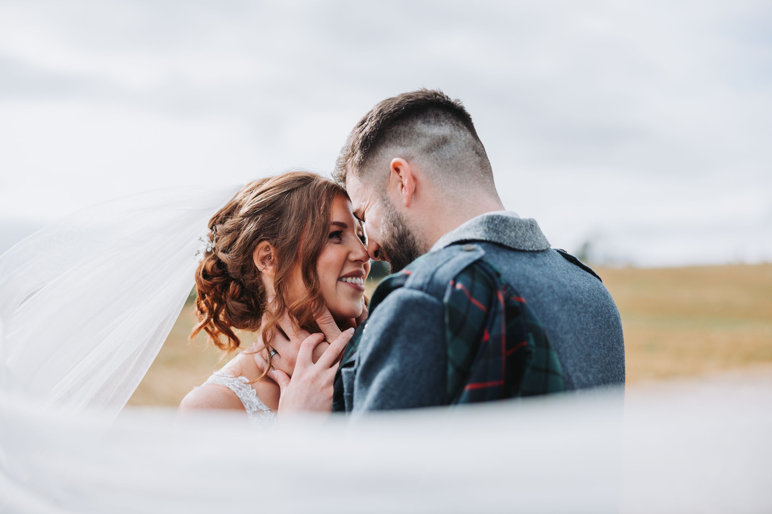 Tender wedding moments captured in a series of intimate close-up shots.