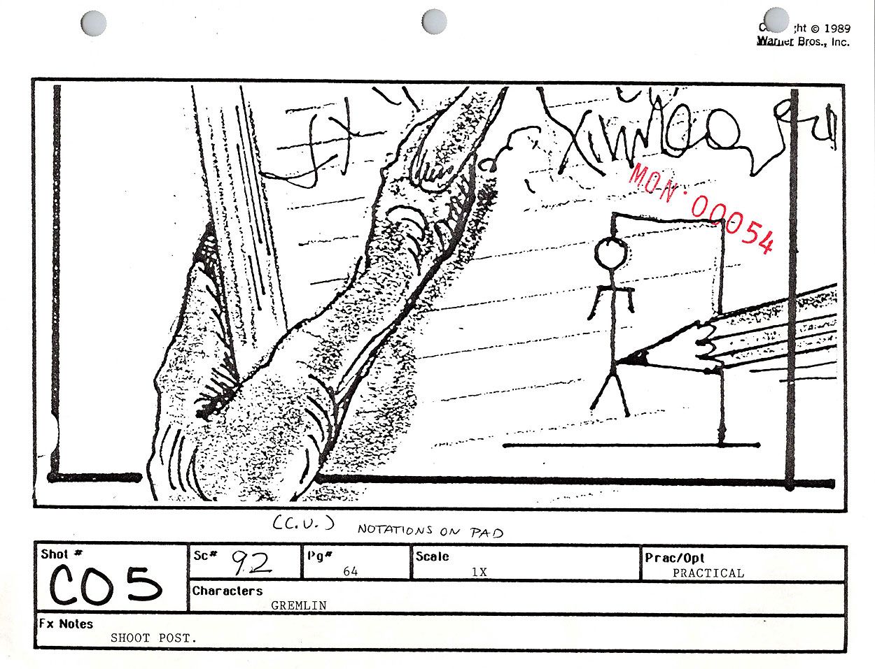 Secretary Gremlin bonus scene storyboards