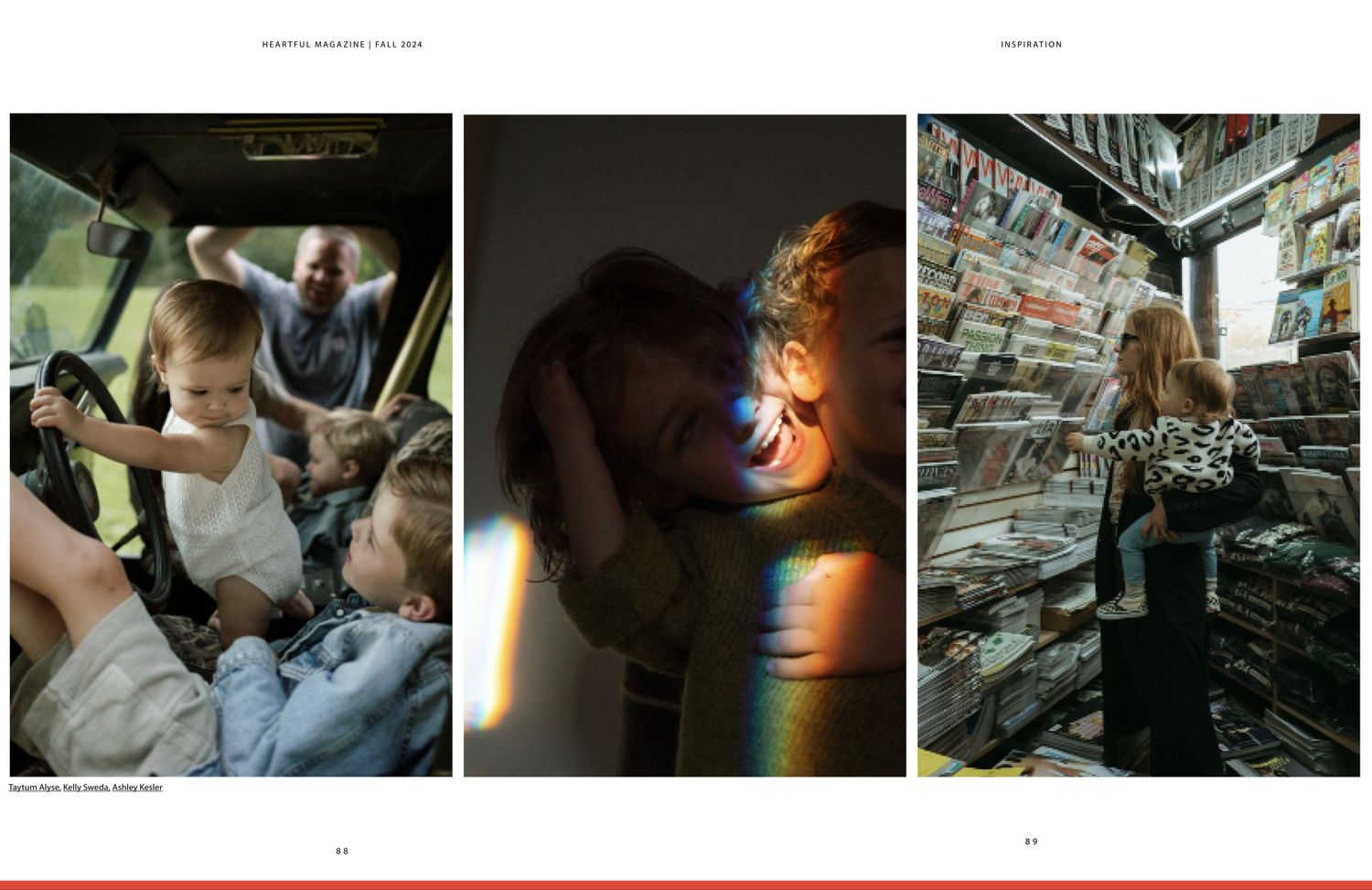 Triptych of candid moments in different lighting conditions and settings.