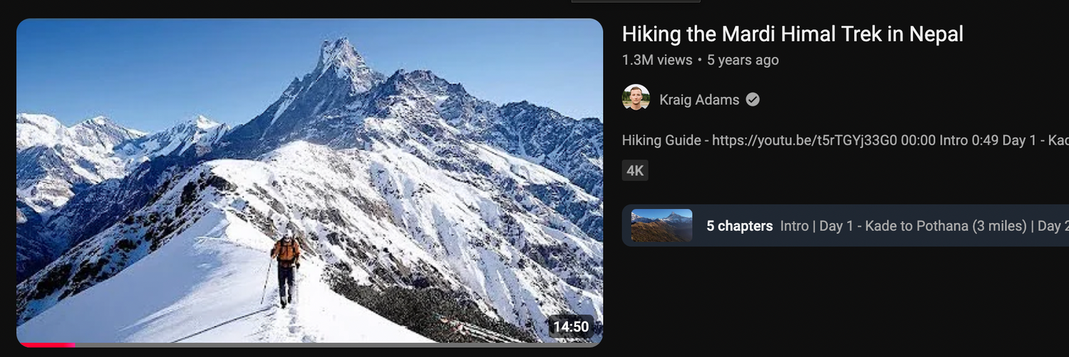 Snow-capped mountain peaks along the Mardi Himal Trek in Nepal.
