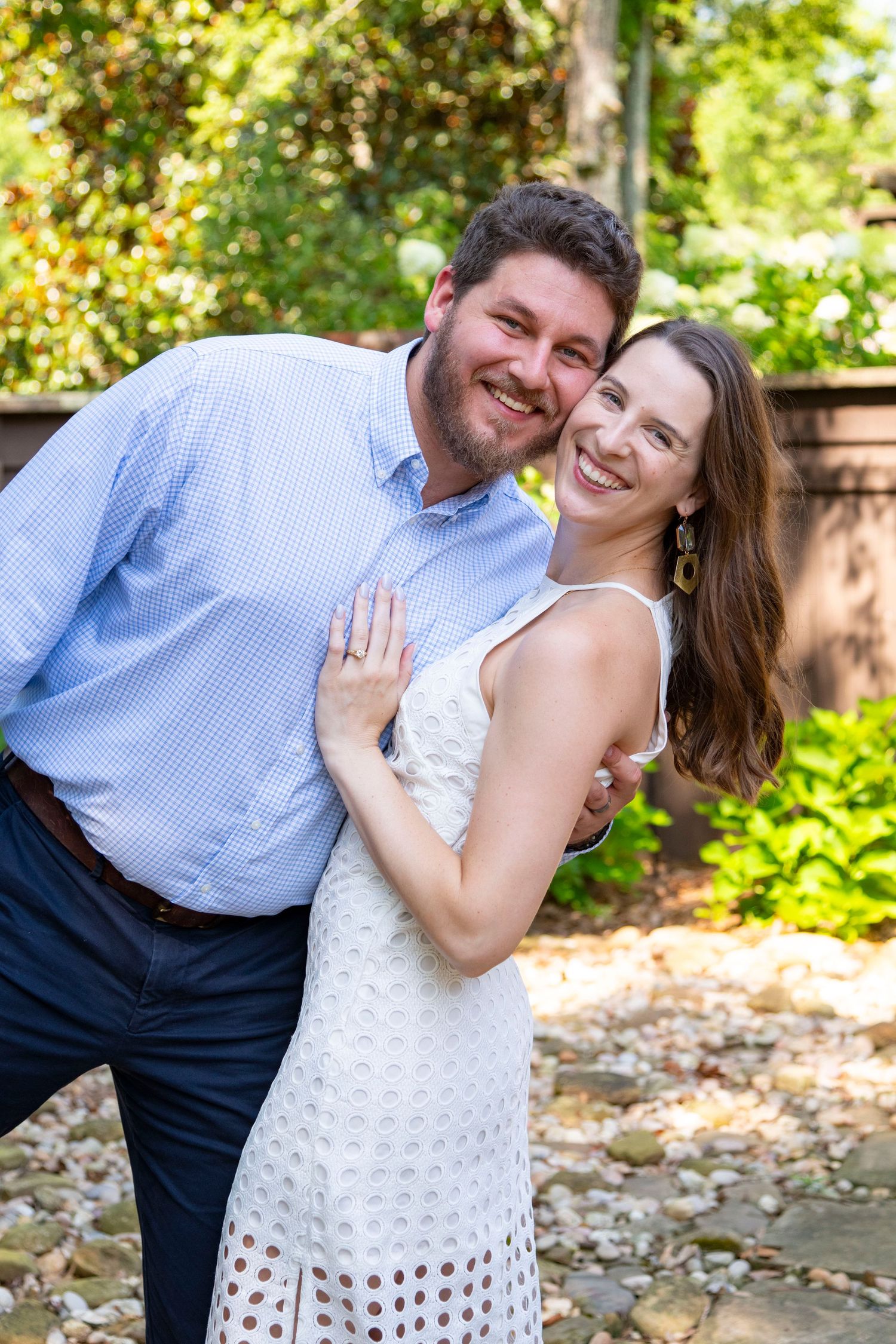 Backyard engagement photo in Tupelo