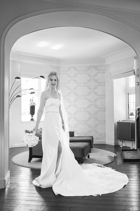 Bride portrait before ceremony at Manoir de Lébioles