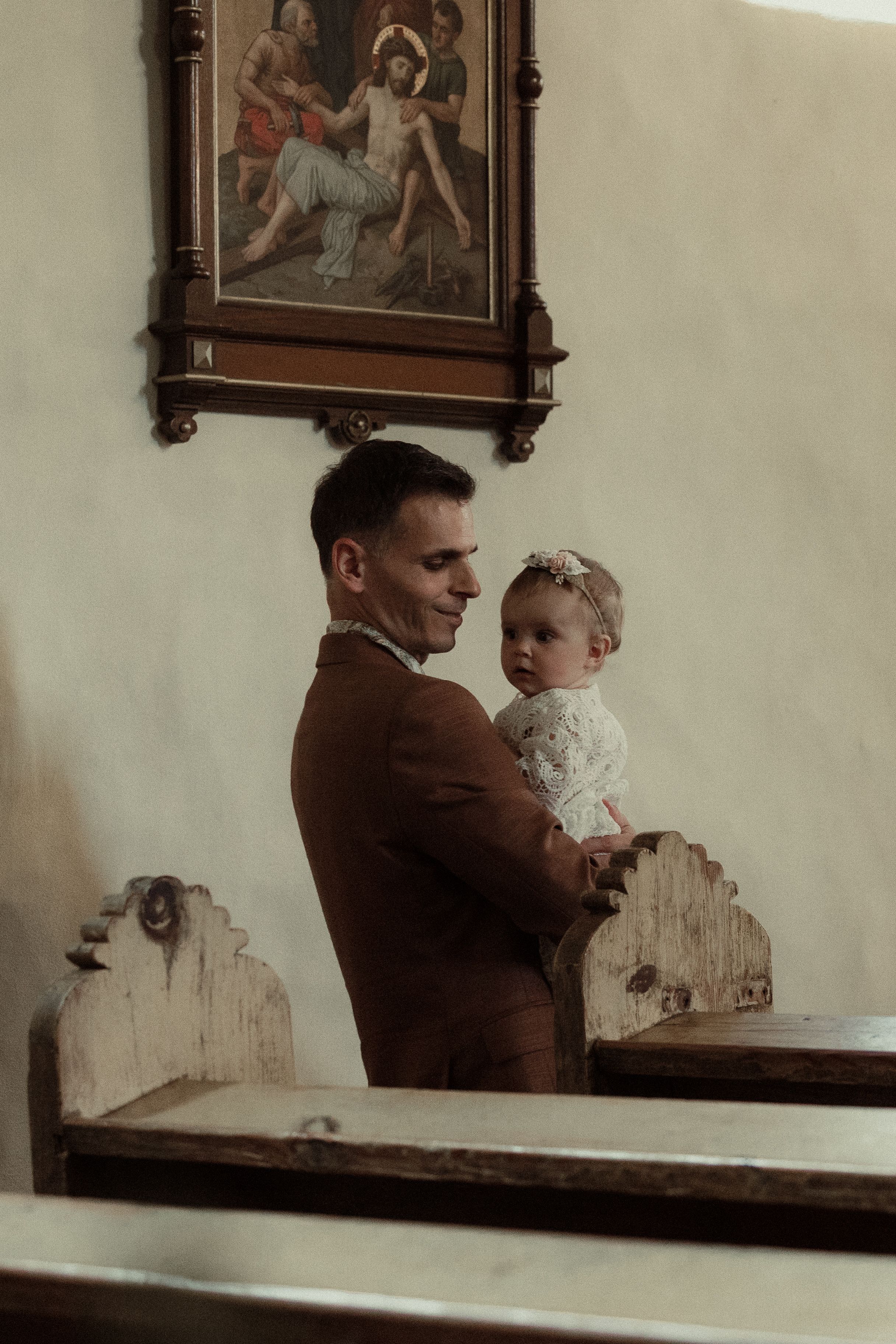 A series of vintage photographs showing two people conversing at a table in progressive frames.