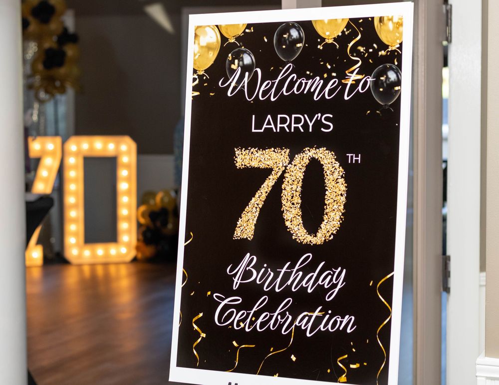 birthday party poster with standing lights