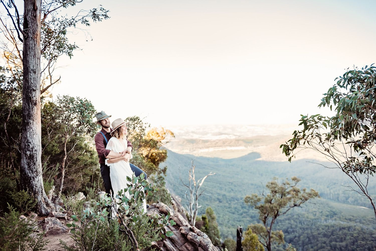 sunset on the cathedral mountains during a beautiful elopement session by tassie photographer joss jensen