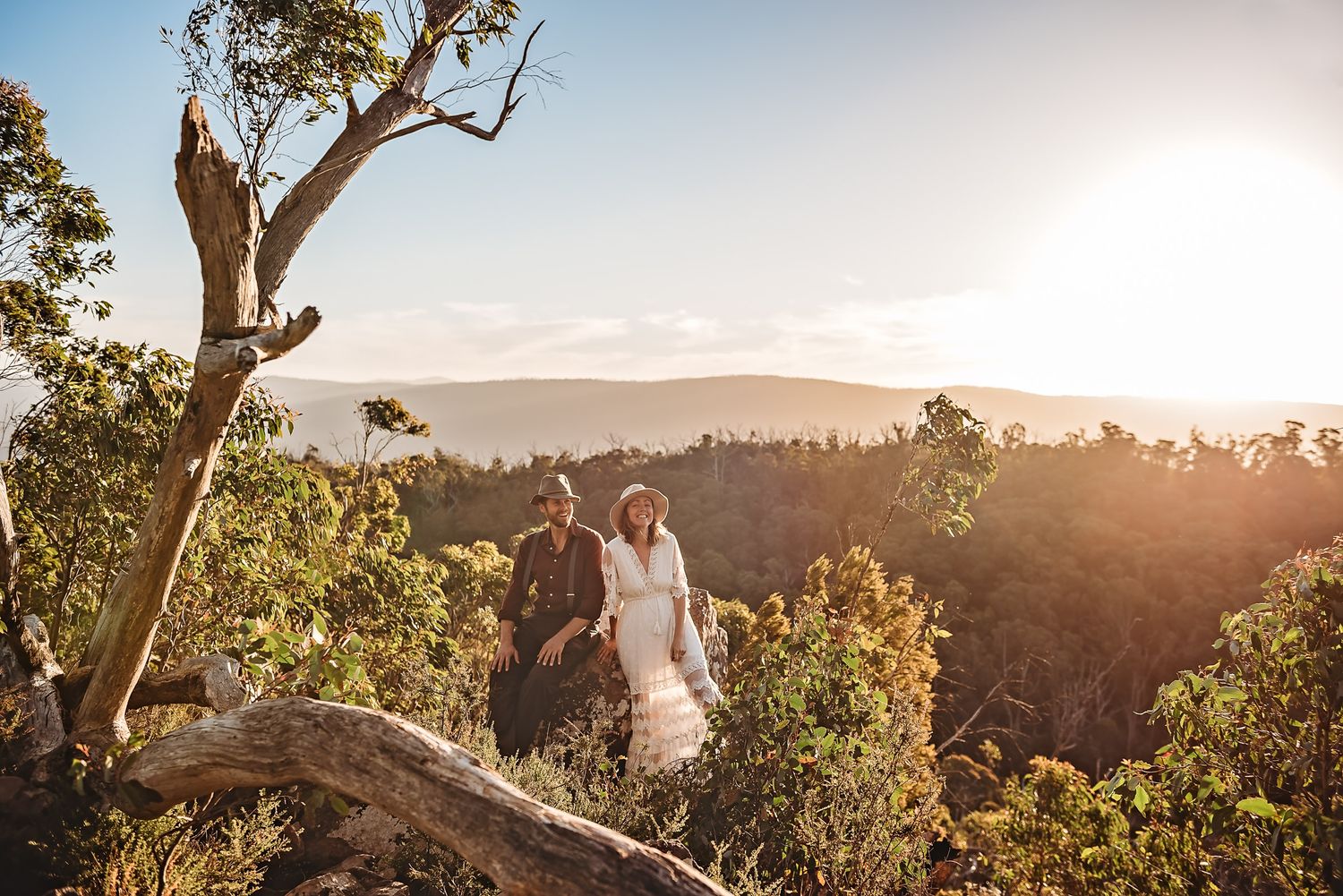 adventure elopement photographer cathedral ranges sunset on the mountain