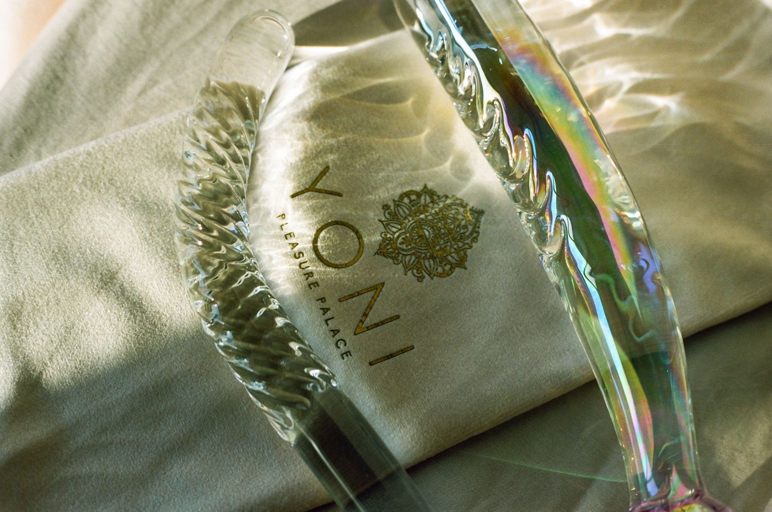 Artistic film photography of Yoni Pleasure Palace’s crystal pleasure products, styled in natural light in Perth