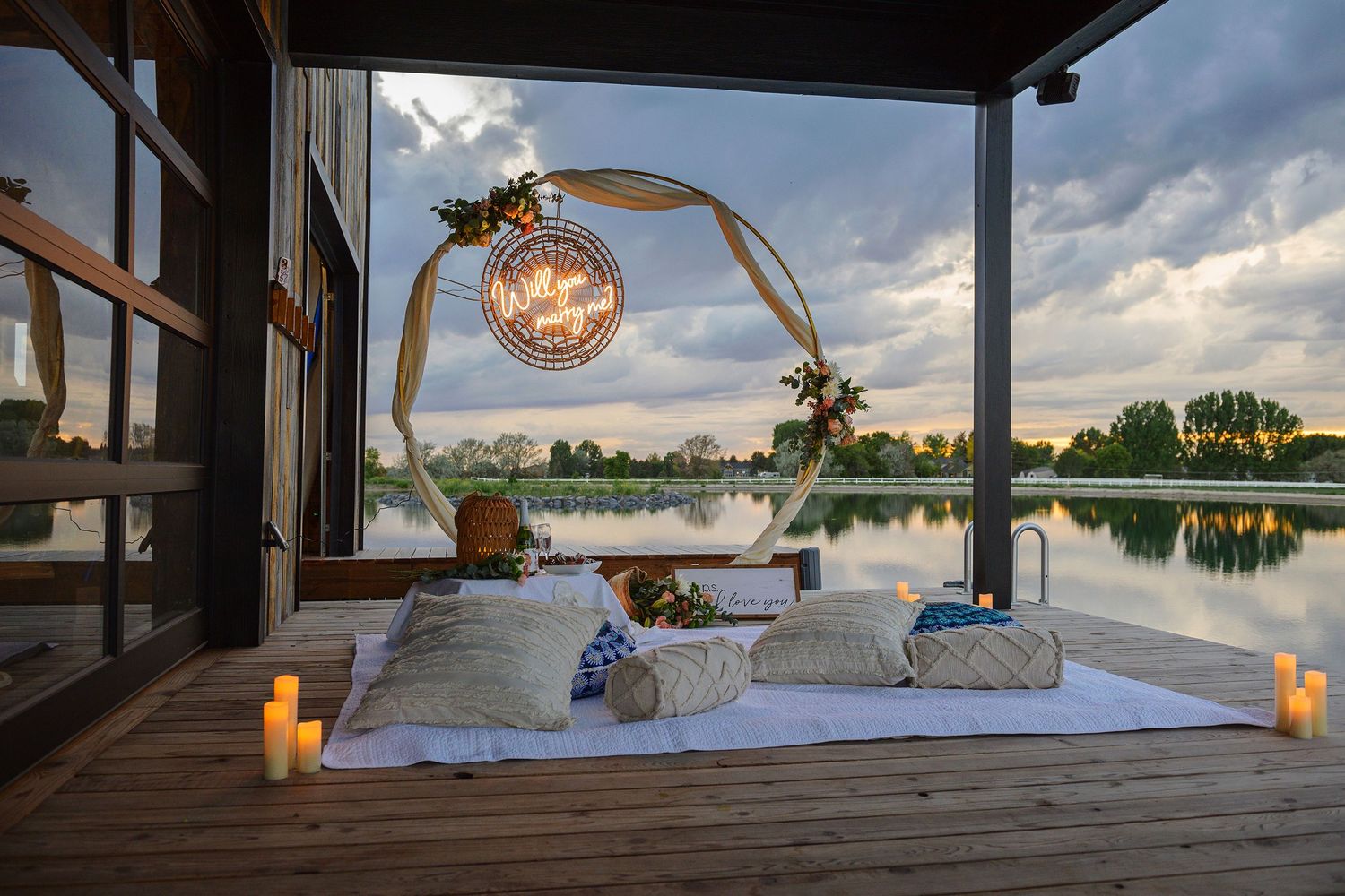Idaho Falls professional wedding photographer wedding proposal on private late at sunset