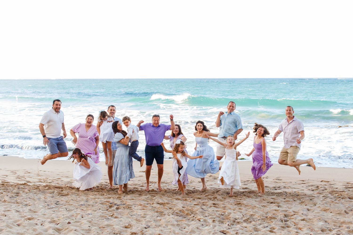 Extended family portrait on the beach. San Juan, Puerto Rico.