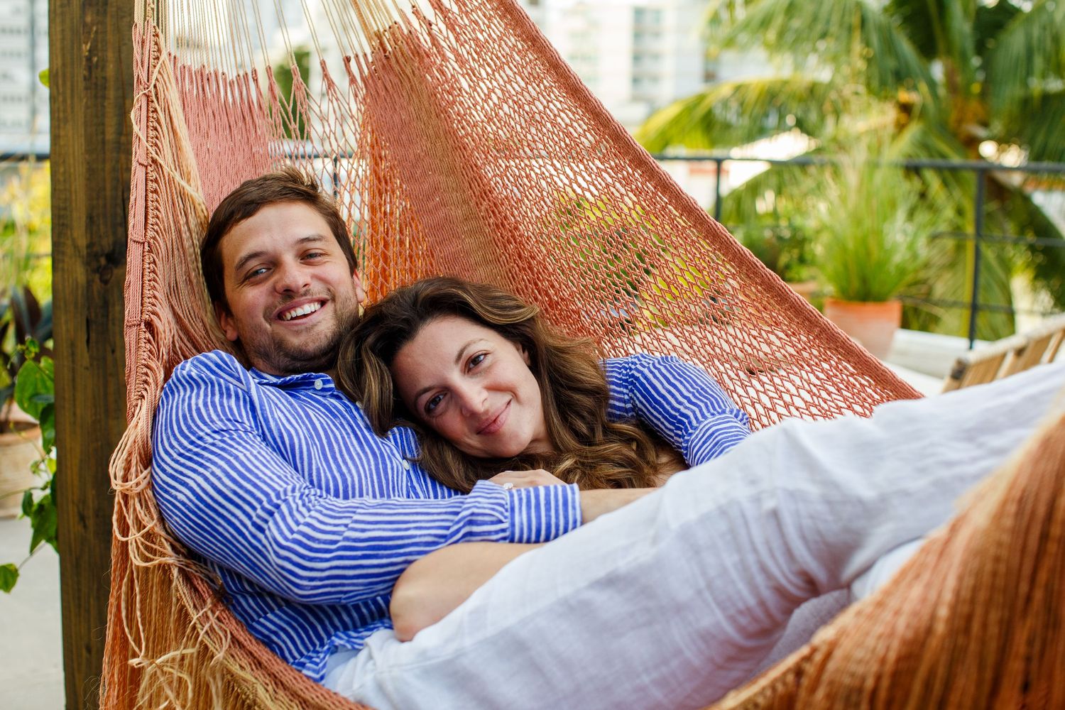 Couples portrait on a rooftop. Marriage proposal. San Juan, Puerto Rico.